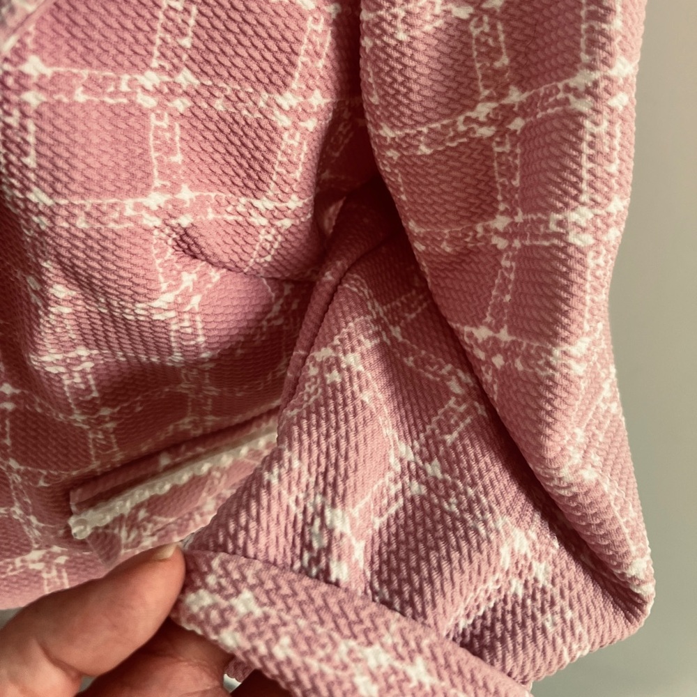 Maya Brooke Pink and White Blazer with Pearl Trim Size 12 - Picture 6 of 12